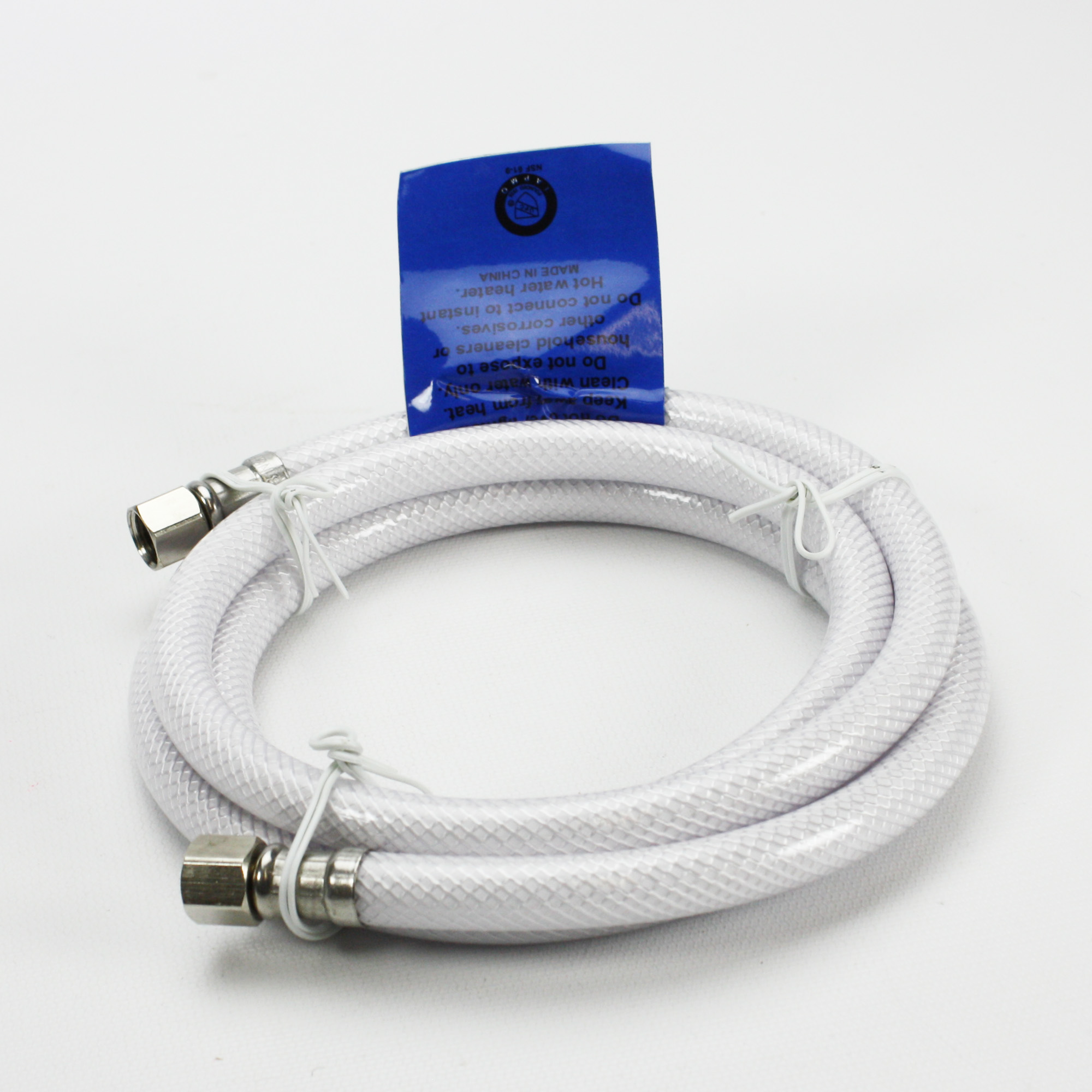 White Vinyl Braided Water Line For Ice Maker 5' Length 1/4