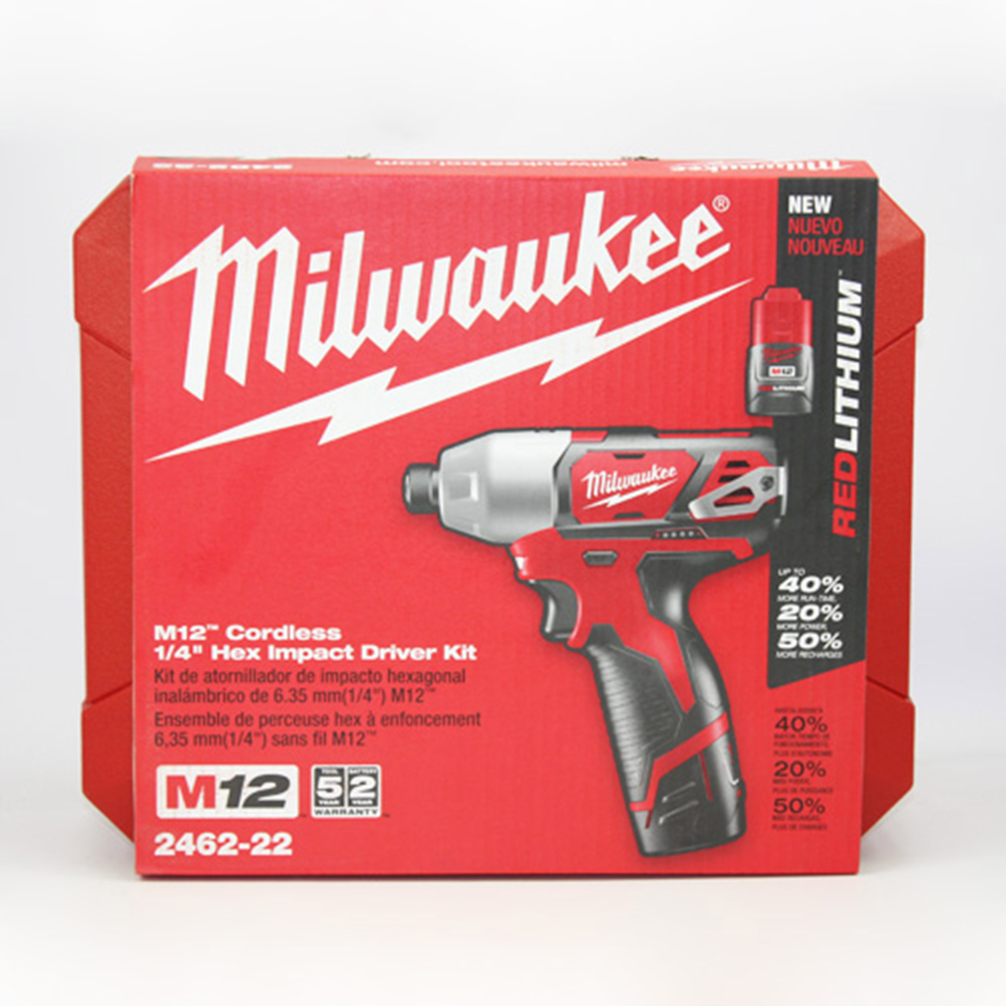 Milwaukee Tool 246222 M12 1/4 Hex Impact Driver Kit