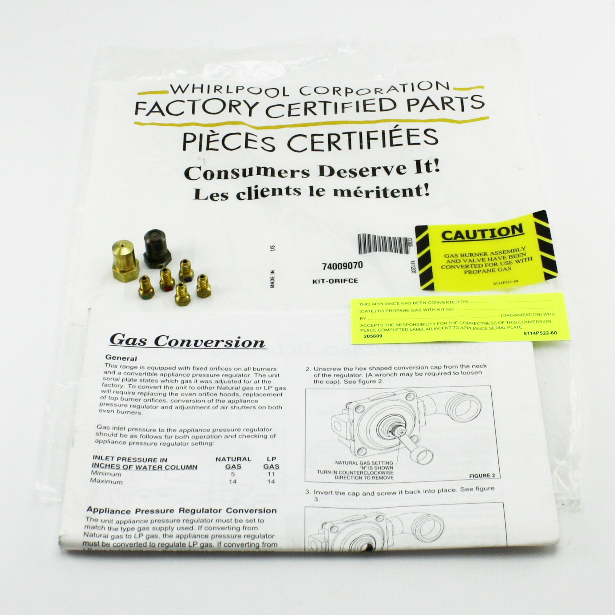 74009070 Whirlpool Range Gas Conversion Kit EBay