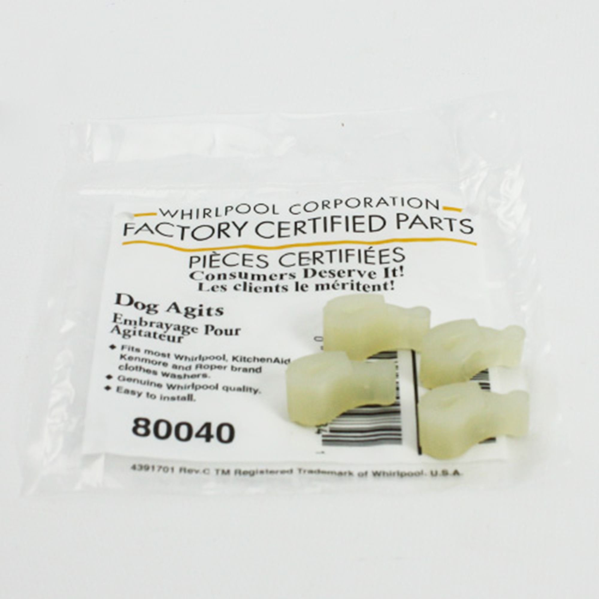 Whirlpool 80040 Washing Machine Agitator Dog Agits, 10 Pack