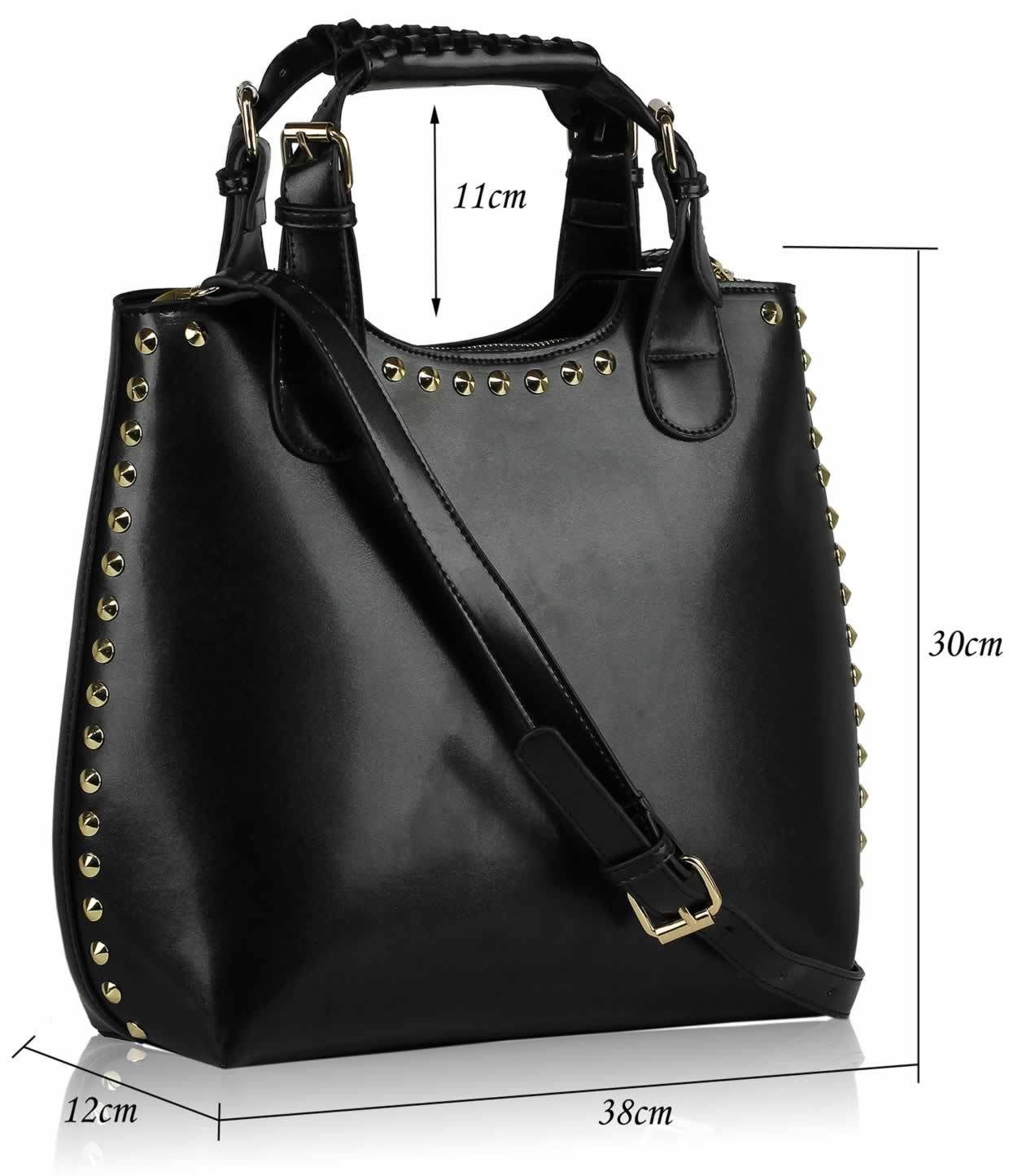 Ladies Leather Style Studded Celebrity Bucket Tote Shopper Bag Satchel Handbag eBay