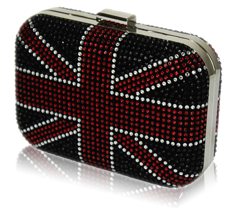 Ladies Designer Diamante Union Jack Women Knuckle Clasp Clutch Evening Bag Boxed eBay