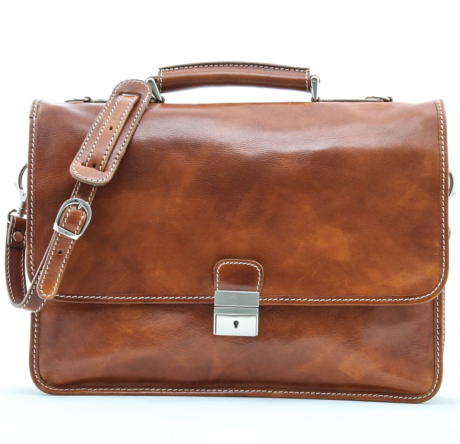 Alberto Bellucci Italian Leather Padova Double Compartment Laptop