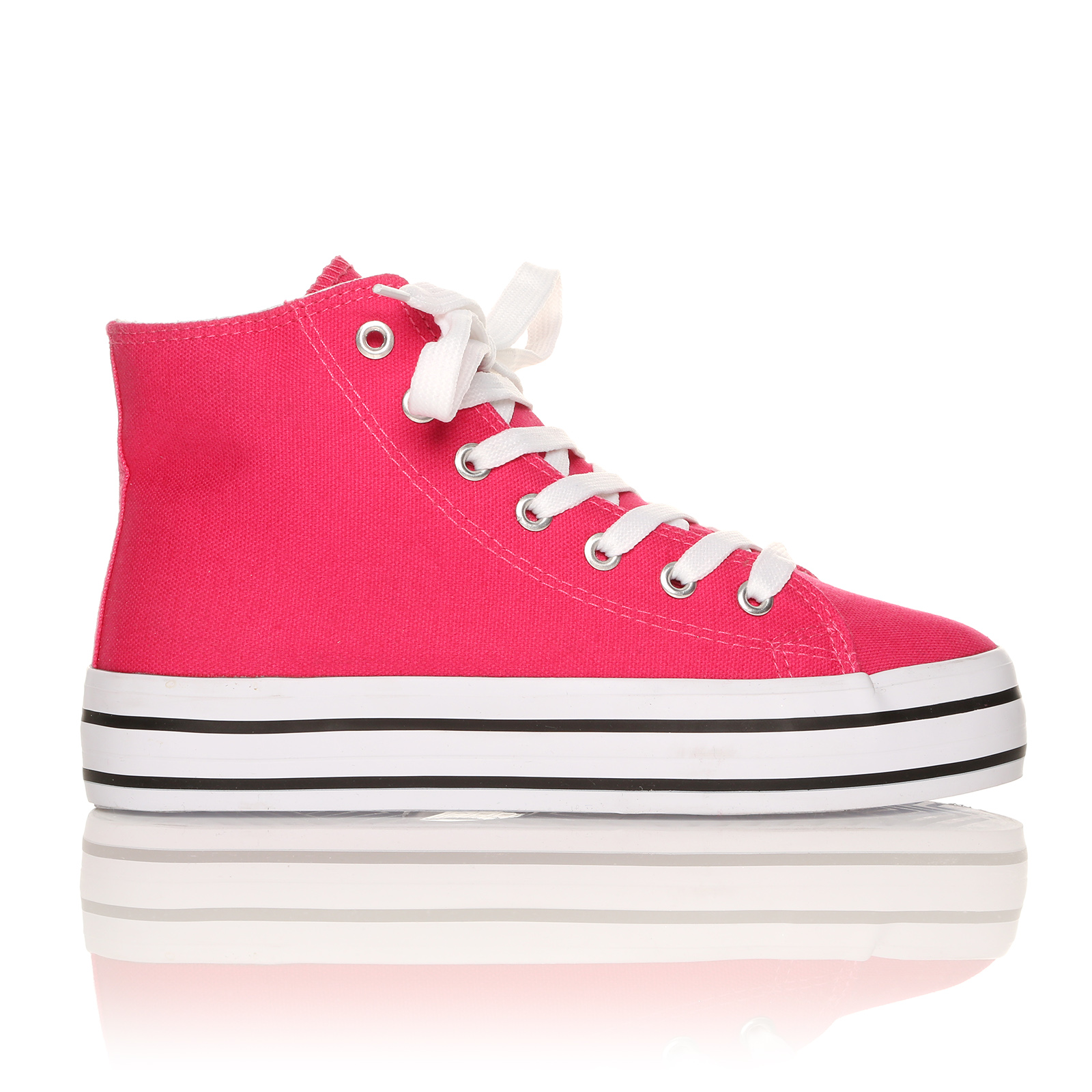 NEW WOMENS PUMP TRAINER CANVAS THICK WHITE FLATFORM BIG SOLE LACE FLAT