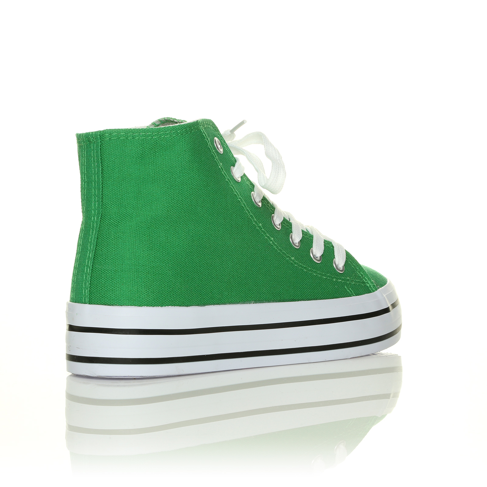 NEW WOMENS PUMP TRAINER CANVAS THICK WHITE FLATFORM BIG SOLE LACE FLAT