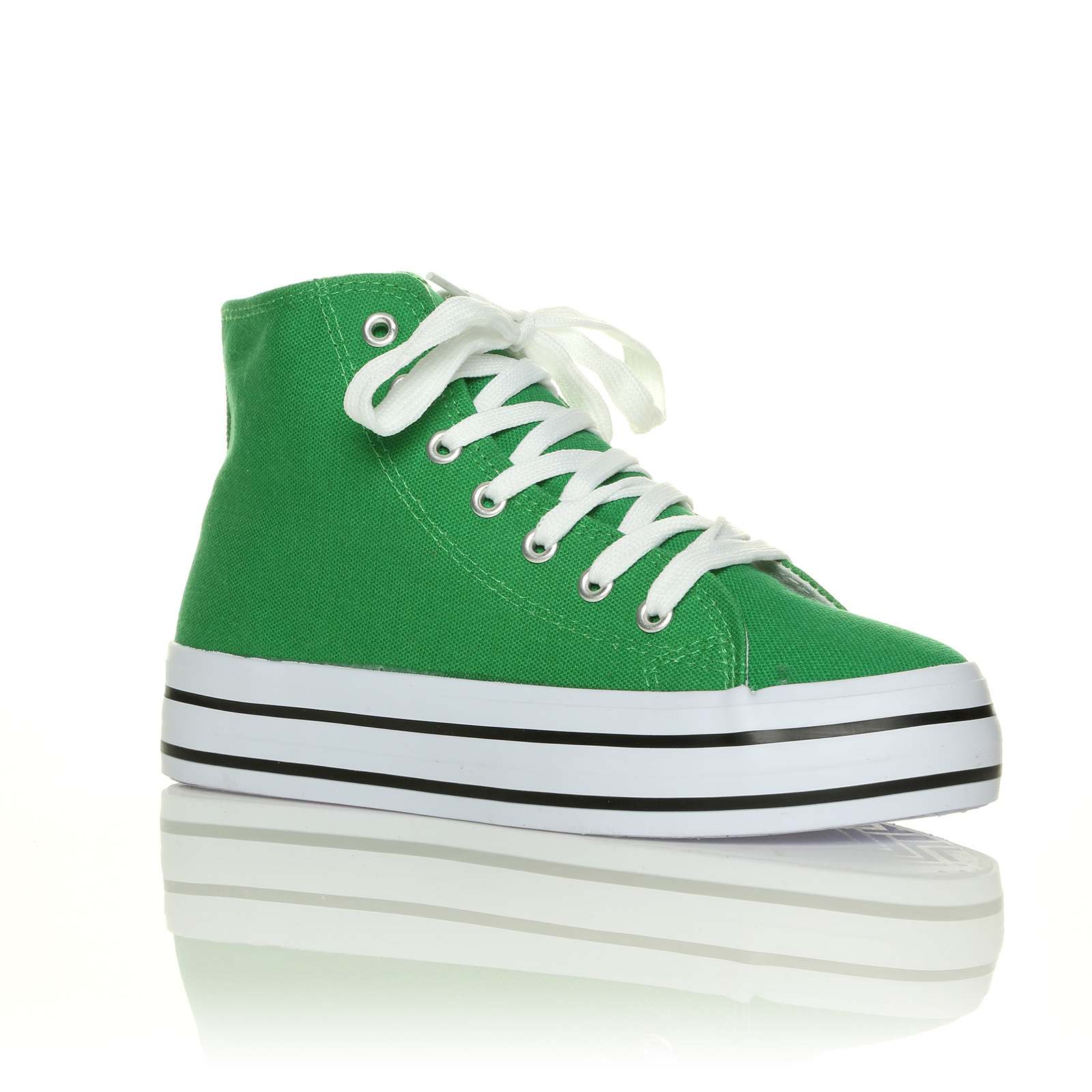 NEW WOMENS PUMP TRAINER CANVAS THICK WHITE FLATFORM BIG SOLE LACE FLAT