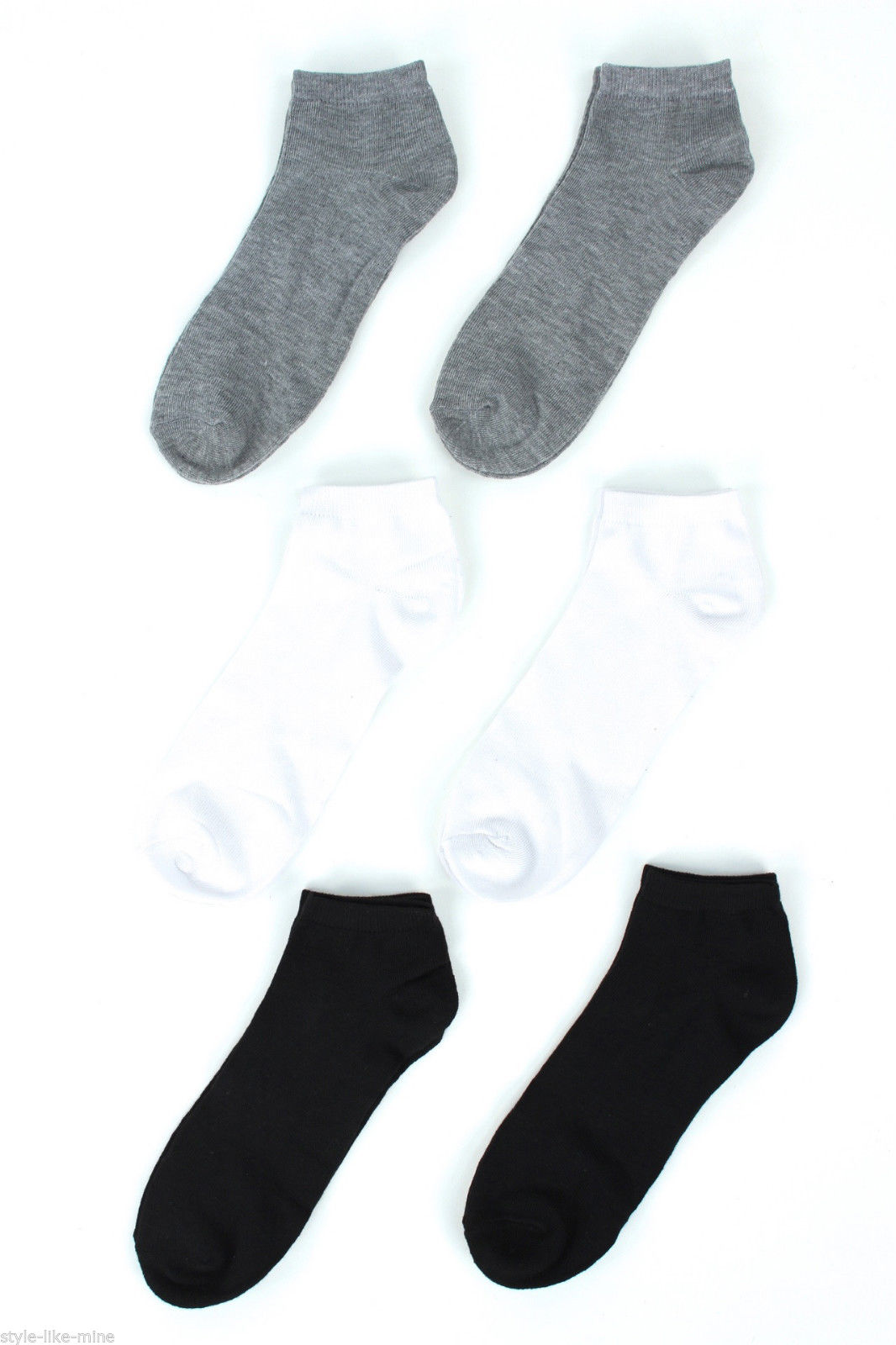 6 Pairs Mens Ankle Socks Solid Low Cut Sport Crew Athletic Peds Lot