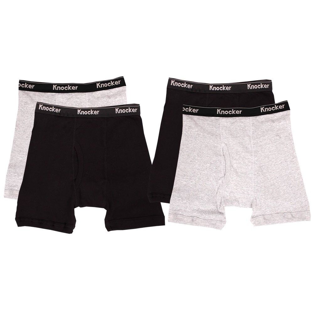 4 Mens Boxer Briefs 100 Cotton Black Gray White Lot Underwear S M L XL