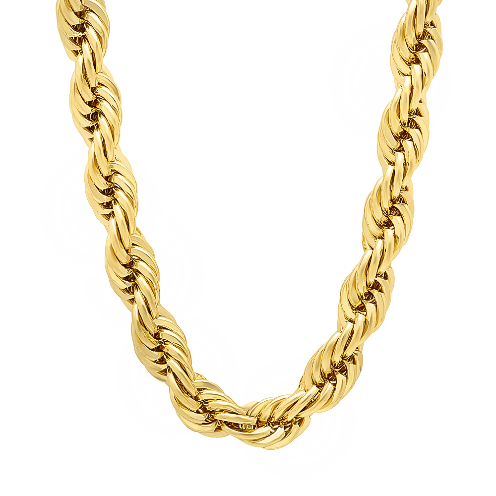 7mm 14k Gold Plated French Rope Chain