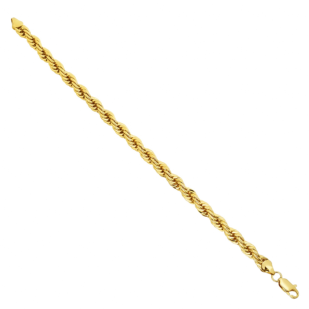 7mm 14k Gold Plated French Rope Chain