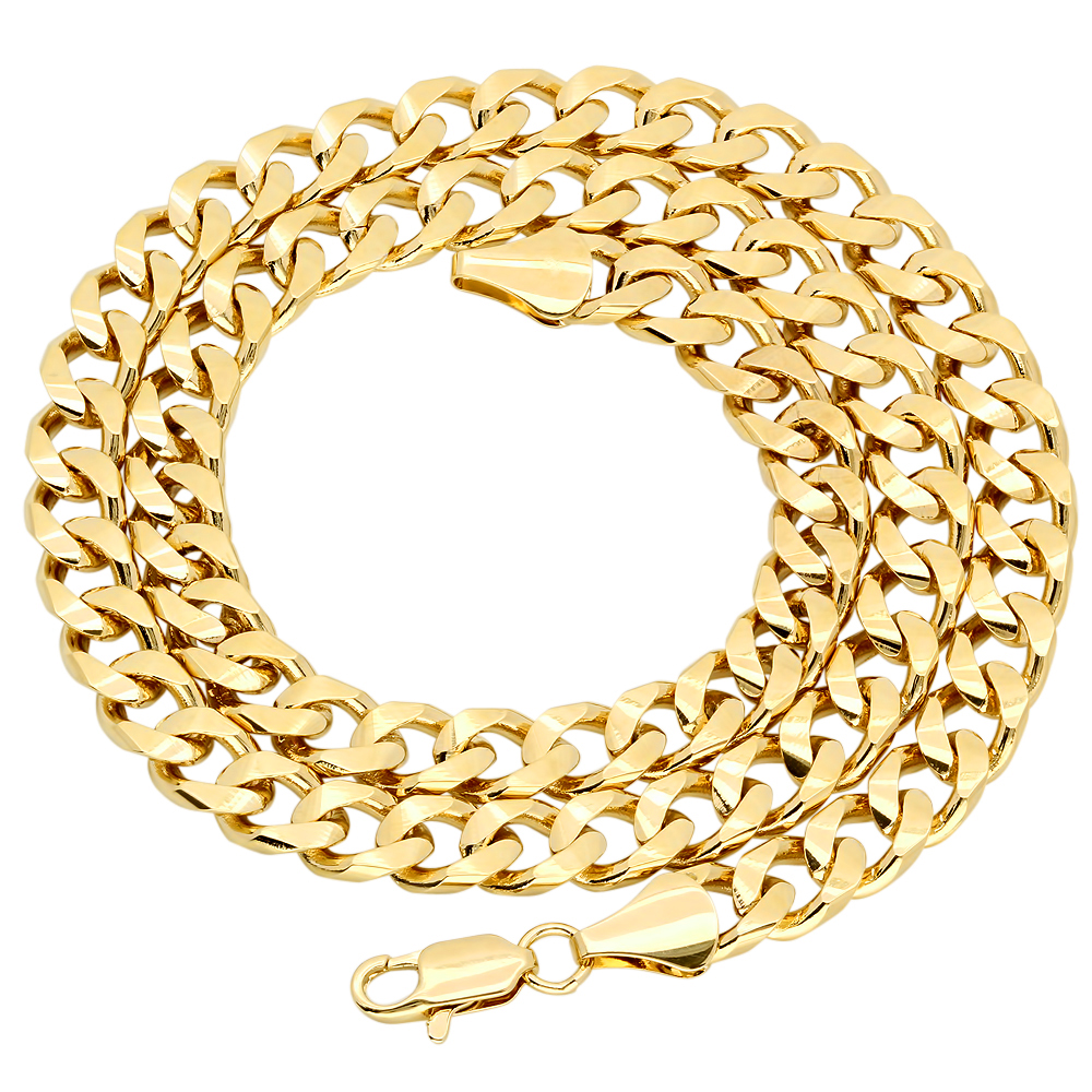 8mm 14k Gold Plated Flat Cuban Link Curb Chain eBay