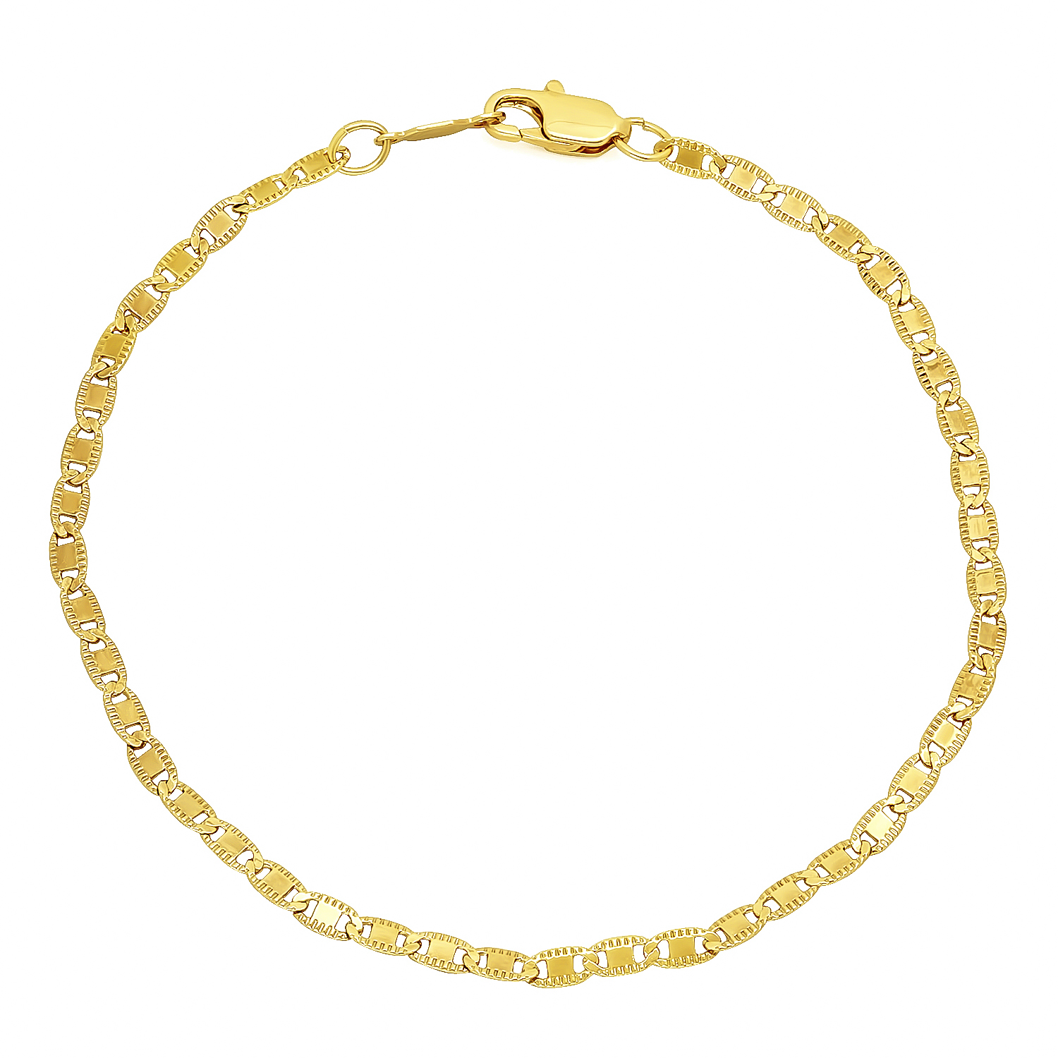 2.3mm Thin Unisex GoldPlated Fancy Textured Mariner Link Chain