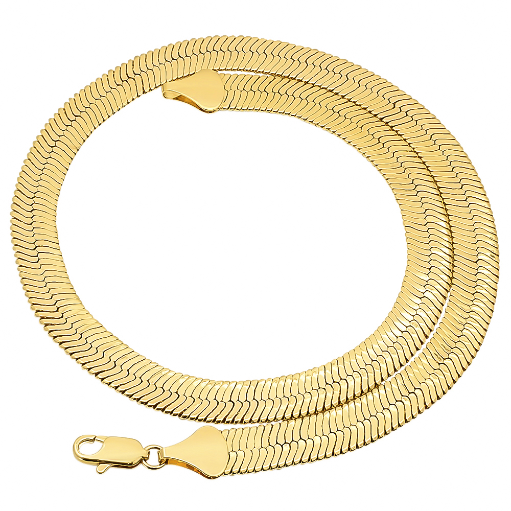 10.5mm 14k Gold Plated Herringbone Chain eBay