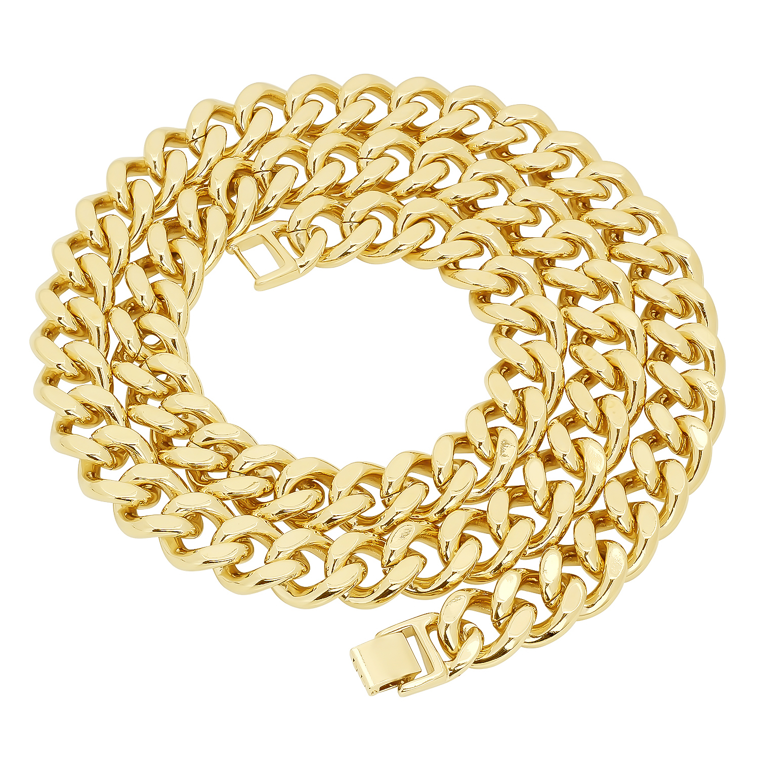 15mm 14k Gold Plated Flat Cuban Link Curb Chain
