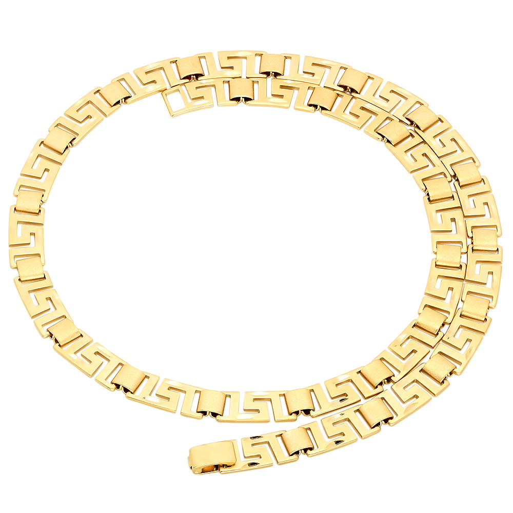 8mm 14k Gold Plated Greek Key Chain