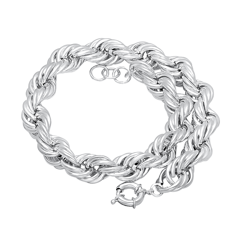 20mm Silver Plated Hip Hop Jumbo Dookie Rope Chain Necklace eBay