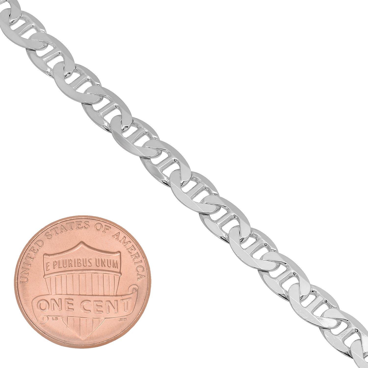 9.8mm Solid 925 Sterling Silver Beveled Flat Mariner Link Chain eBay