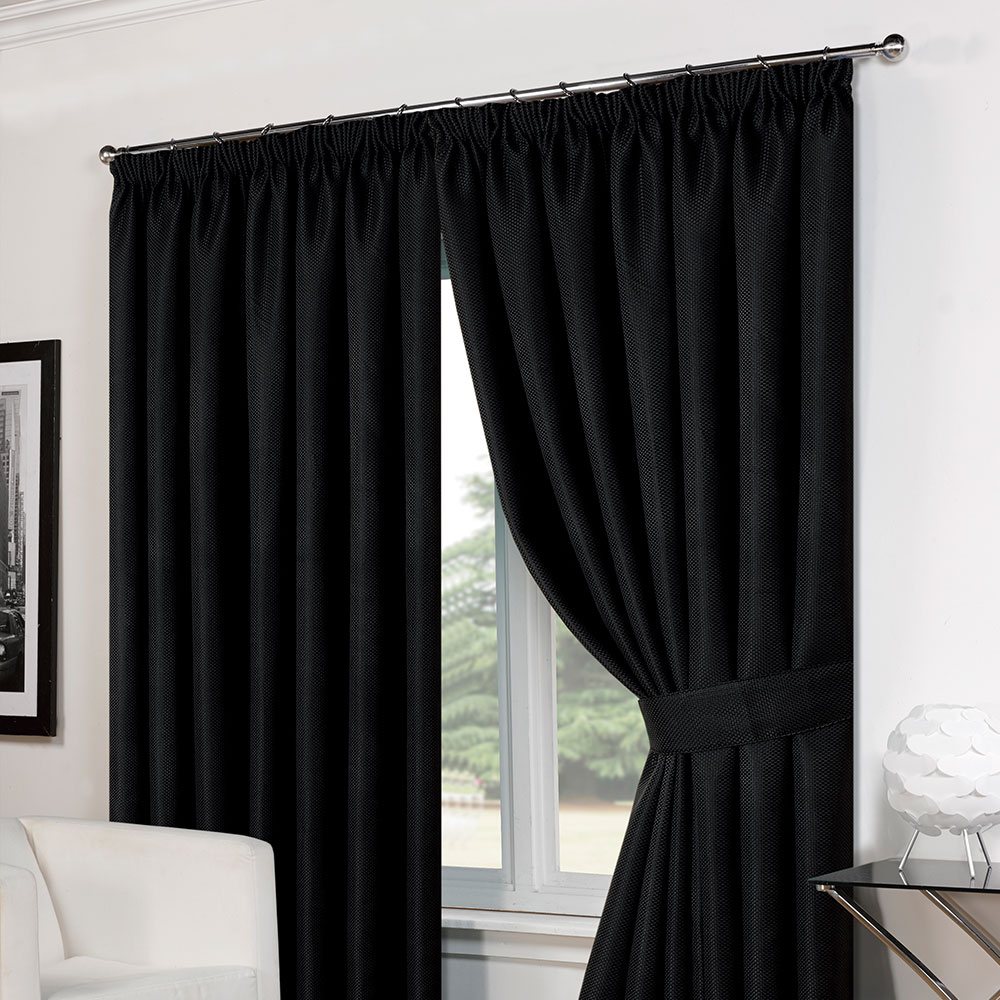 Basket Weave Pair Thermal Curtains Ready Made Eyelet/Pencil Pleat FREE