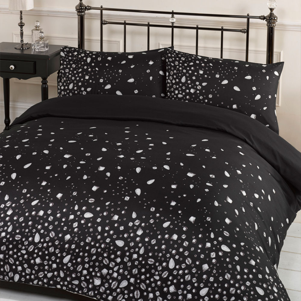 Glitz Black Duvet Cover Bedding Set Single Double King Size Super King