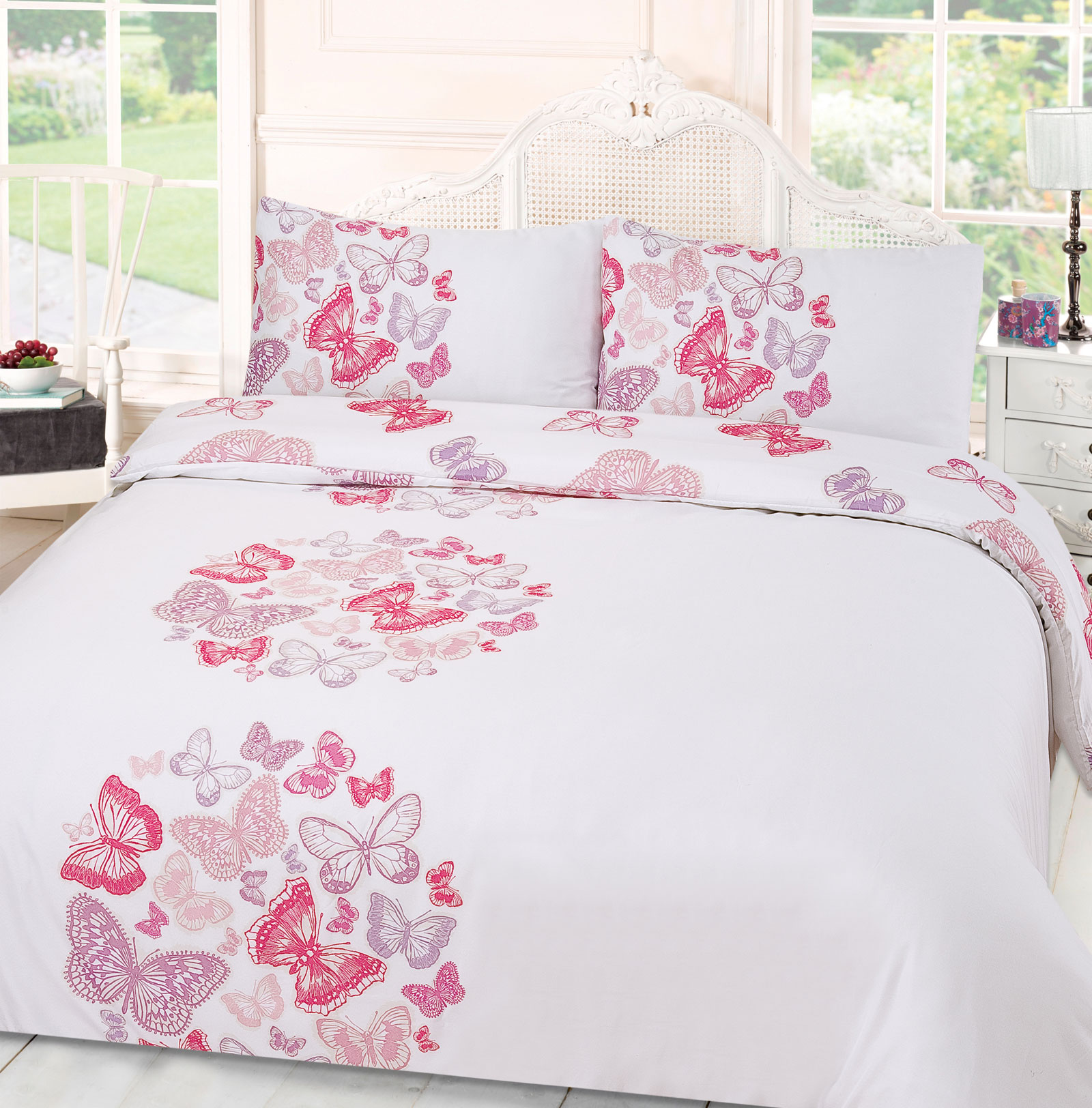 Reversible Duvet Cover with Pillowcase Butterfly Bedding Set Paloma