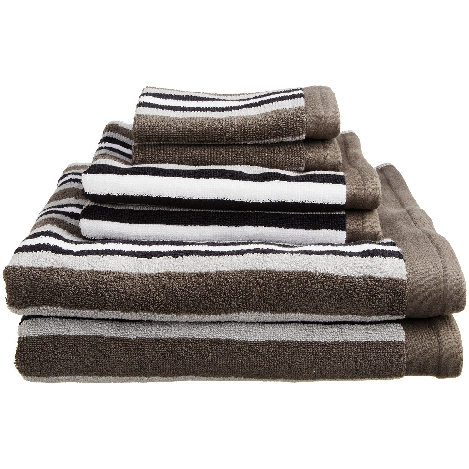 Striped 6Piece Bath Towel Set, Premium LongStaple Cotton, 4 Colors eBay