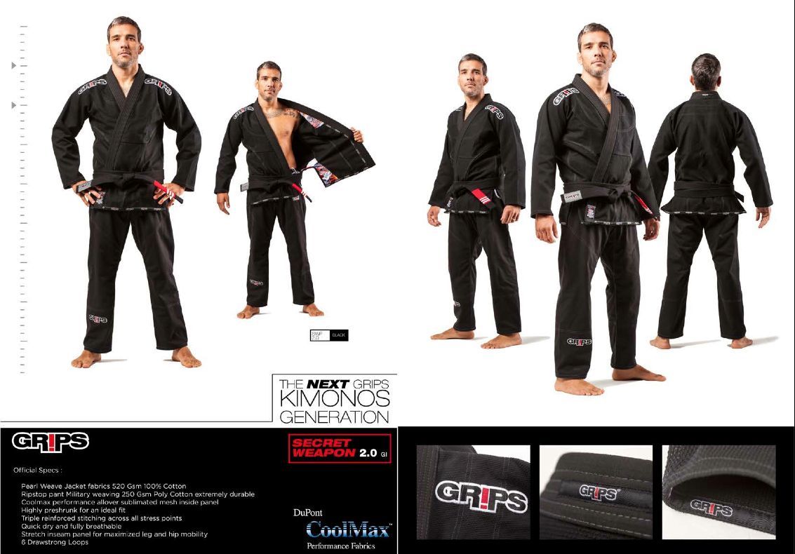 Grips Athletics SECRET WEAPON BJJ Gi Brazilian Jiu Jitsu Black Blue