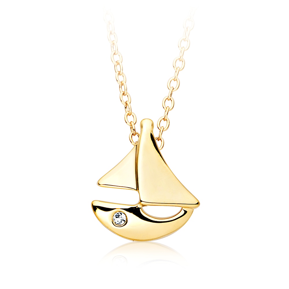 Sailing Boat Necklace 18k Gold Plated Nautical Good Luck Sailboat