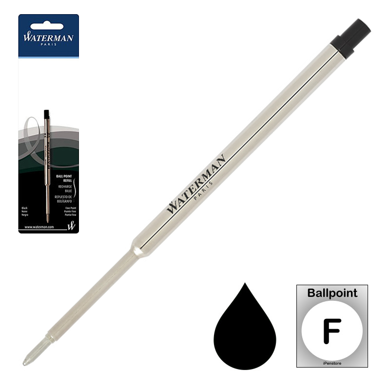 Waterman Ballpoint Refill, Black Fine iPenstore