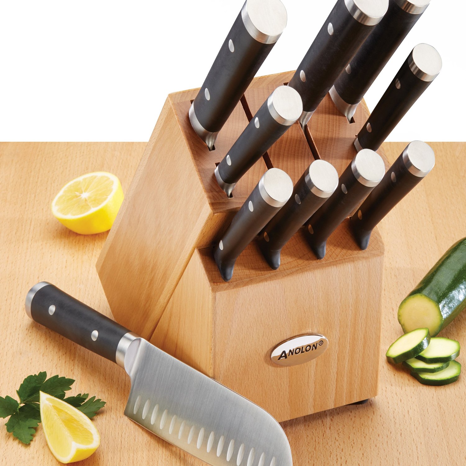 Anolon 11Piece Japanese Stainless Steel Knife Set, Black eBay