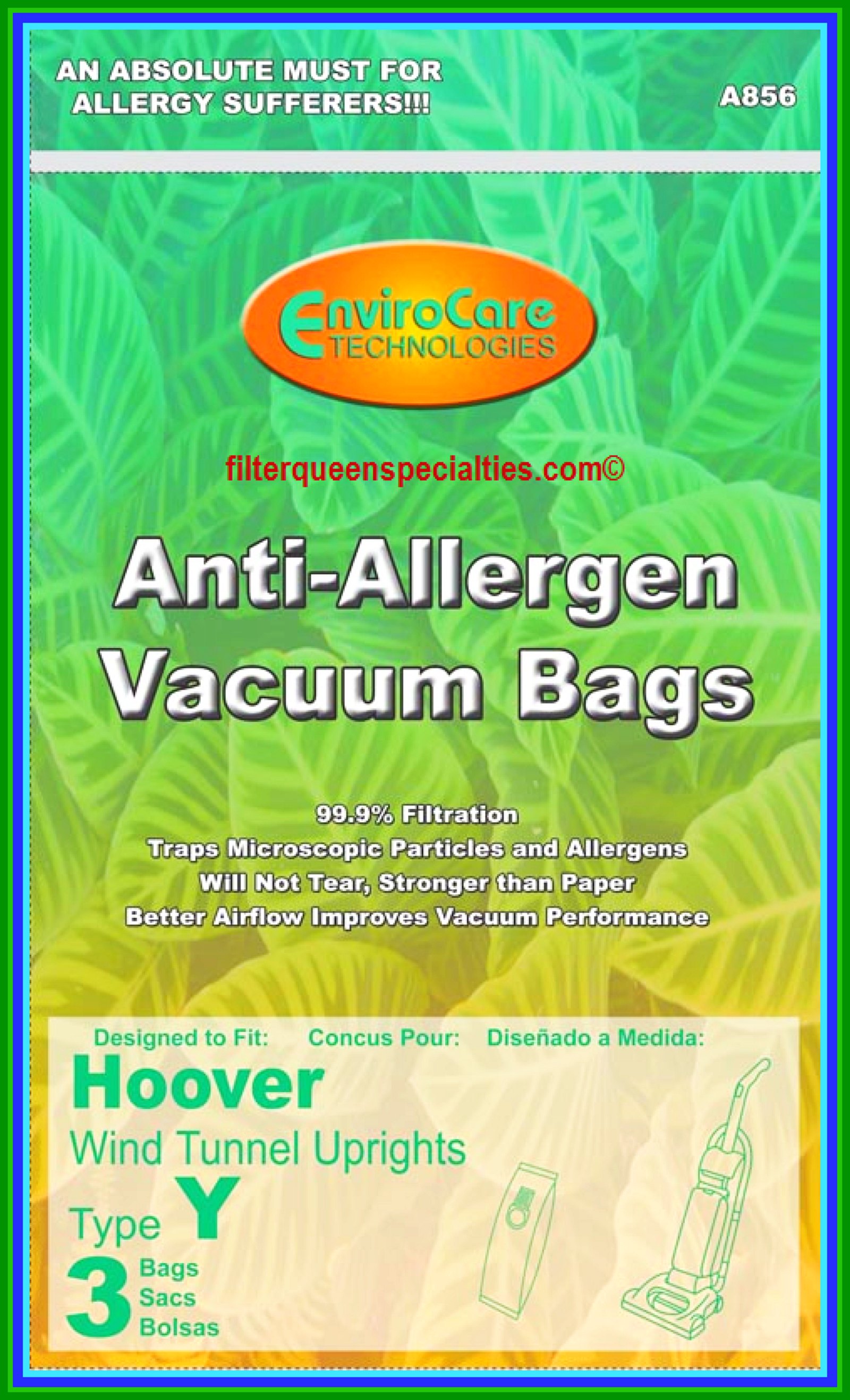 6 Hoover HEPA Allergy Type Y Bags, WindTunnel Upright Vacuum Cleaners