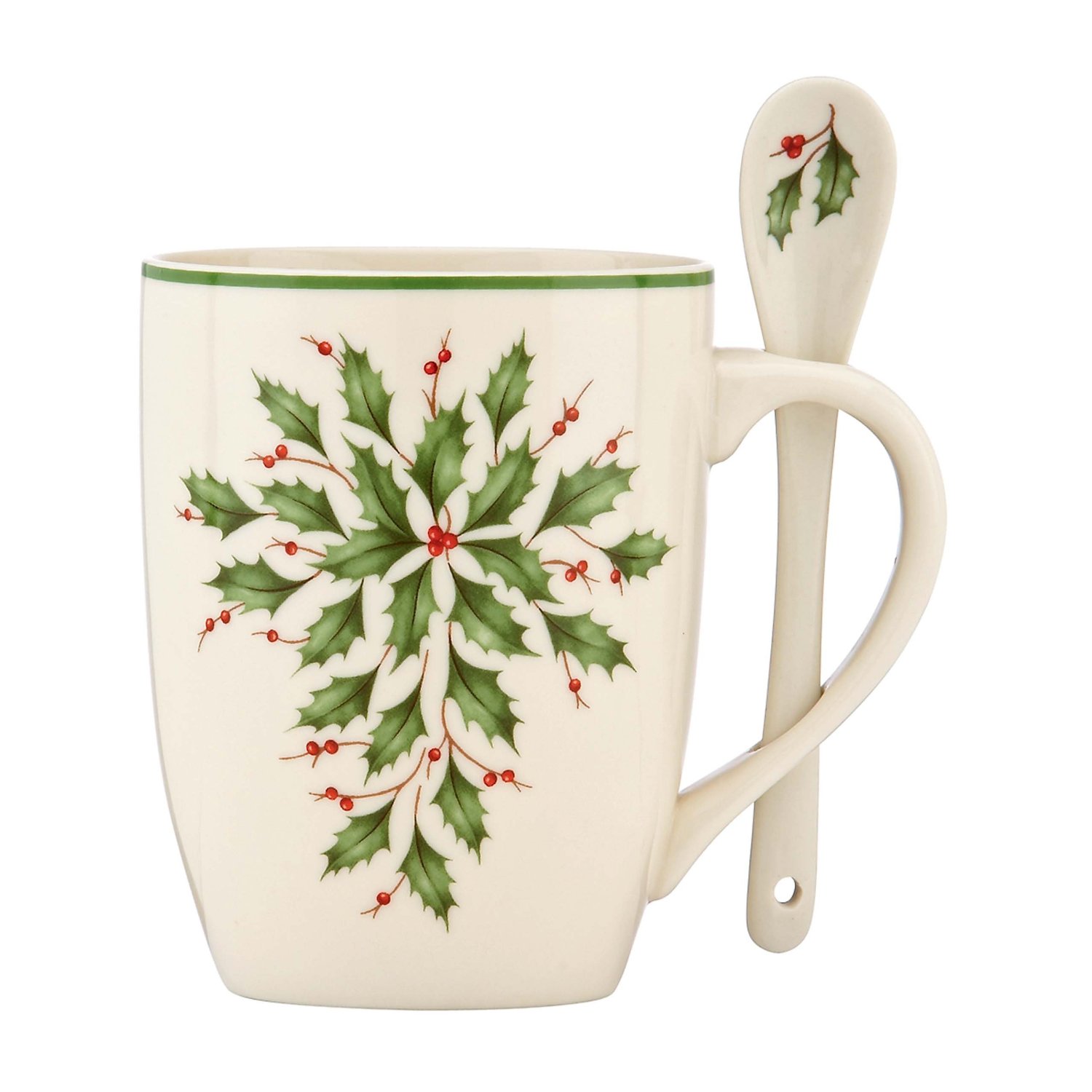 Lenox Holiday Cocoa Mugs with Spoons, Ivory, Set of 2 eBay