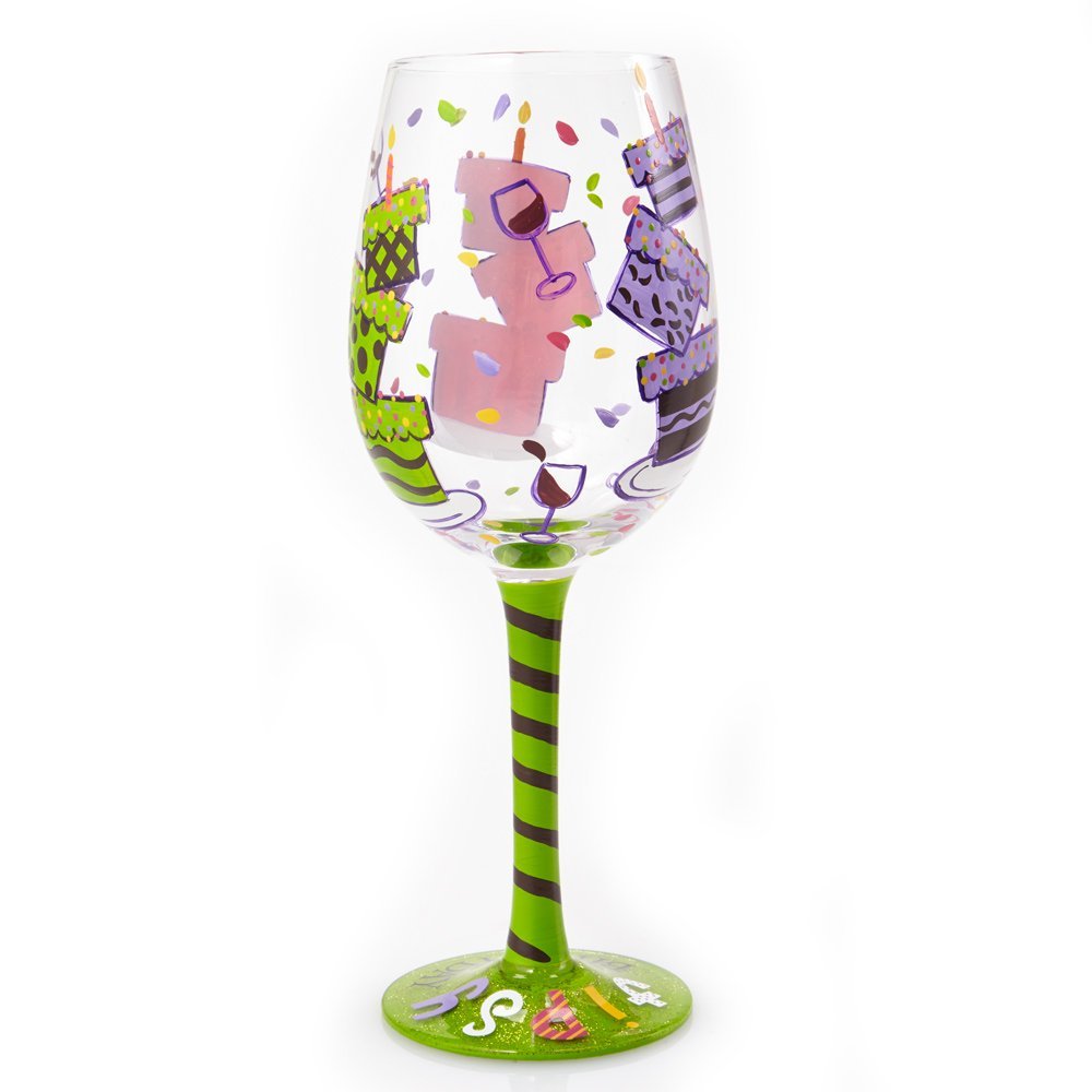 Designs by Lolita Queen For a Day Hand-painted Artisan Wine Glass, 15 oz