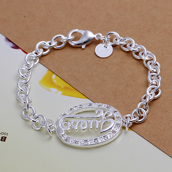 Womens Silver Plated Flat Guess Elliptic Pendant Chain Jewelry Bracelet Bangle eBay