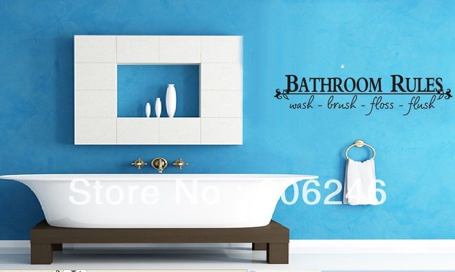BATHROOM RULES Quote Black Vinyl Sticker Bathroom Toilet Art Wall Decal