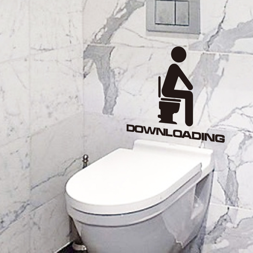 Funny Cute Men Downloading Washroom Toilet DIY Decal Bathroom Vinyl