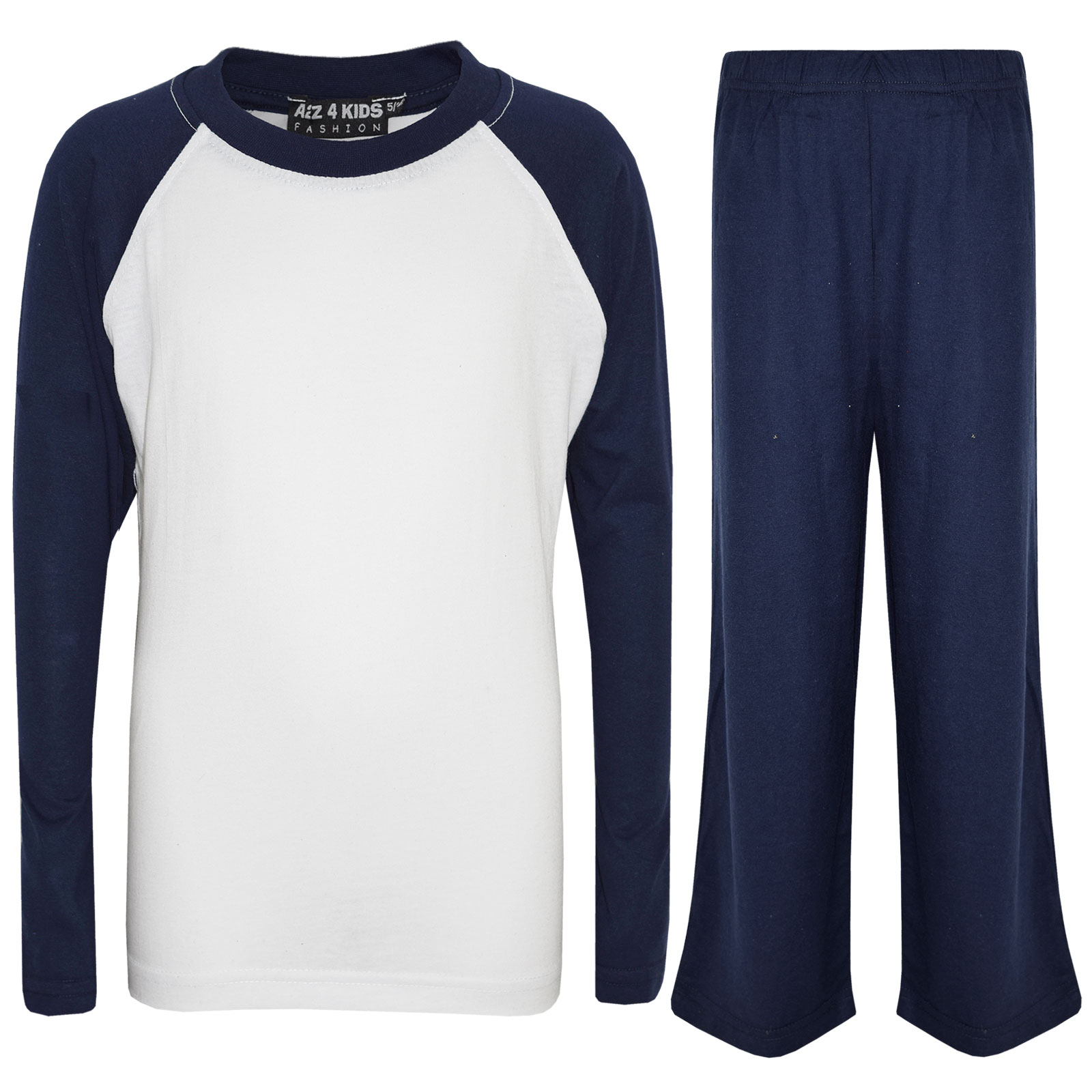 Kids Girls Boys PJs Plain Color Stylish Color Cotrast Pajamas Set Age 5