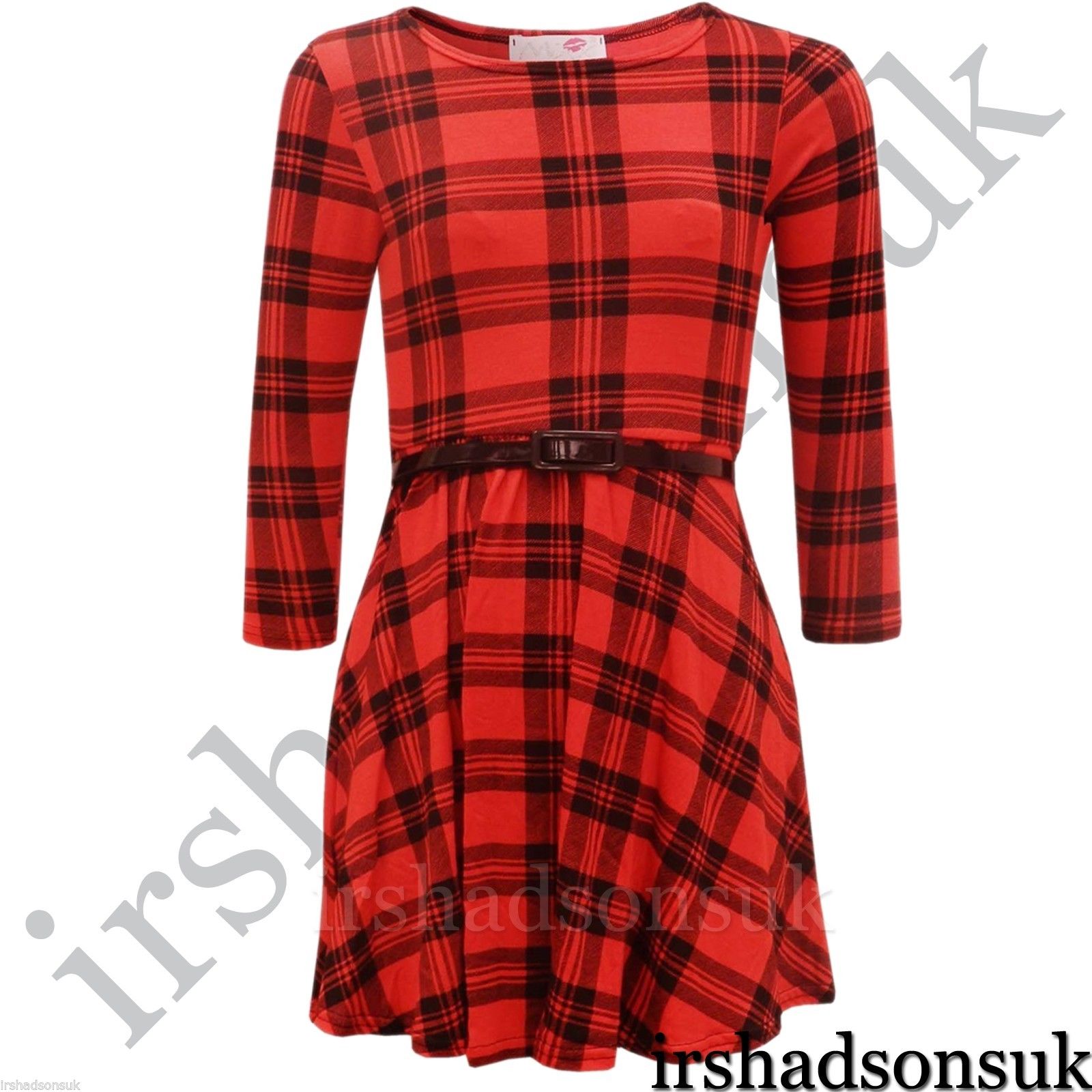 KIDS GIRLS TARTAN AZTEC FLORAL BODYCON MIDI & SKATER DRESS 7 8 9 10 11 12 13 Yr - Picture 24 of 26
