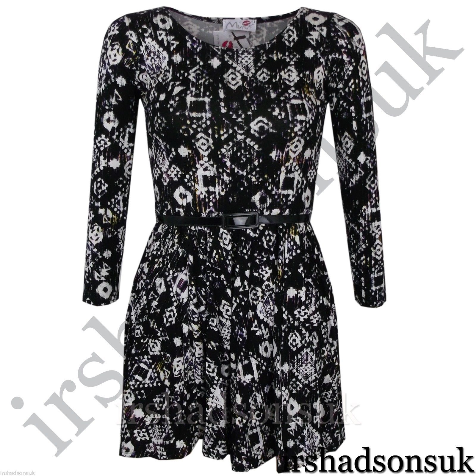 KIDS GIRLS TARTAN AZTEC FLORAL BODYCON MIDI & SKATER DRESS 7 8 9 10 11 12 13 Yr - Picture 26 of 26