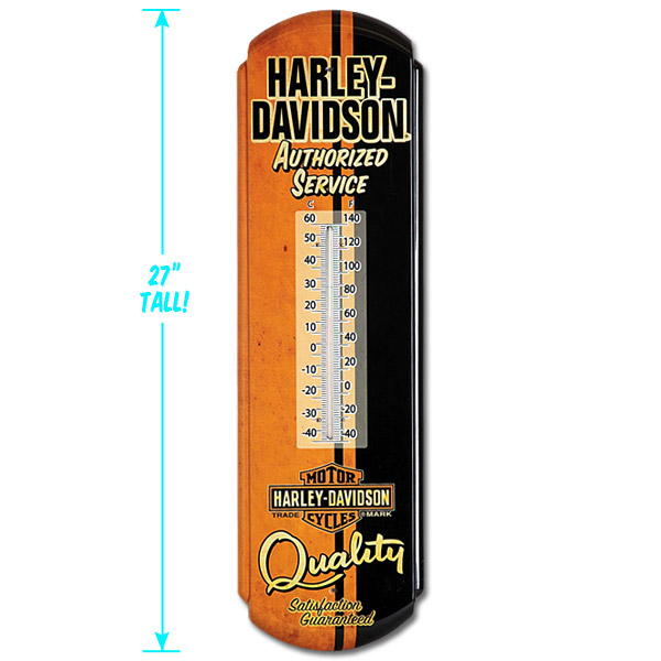 HarleyDavidson Authorized Service Tin Thermometer Indoor Outdoor 8 x 26.8 eBay