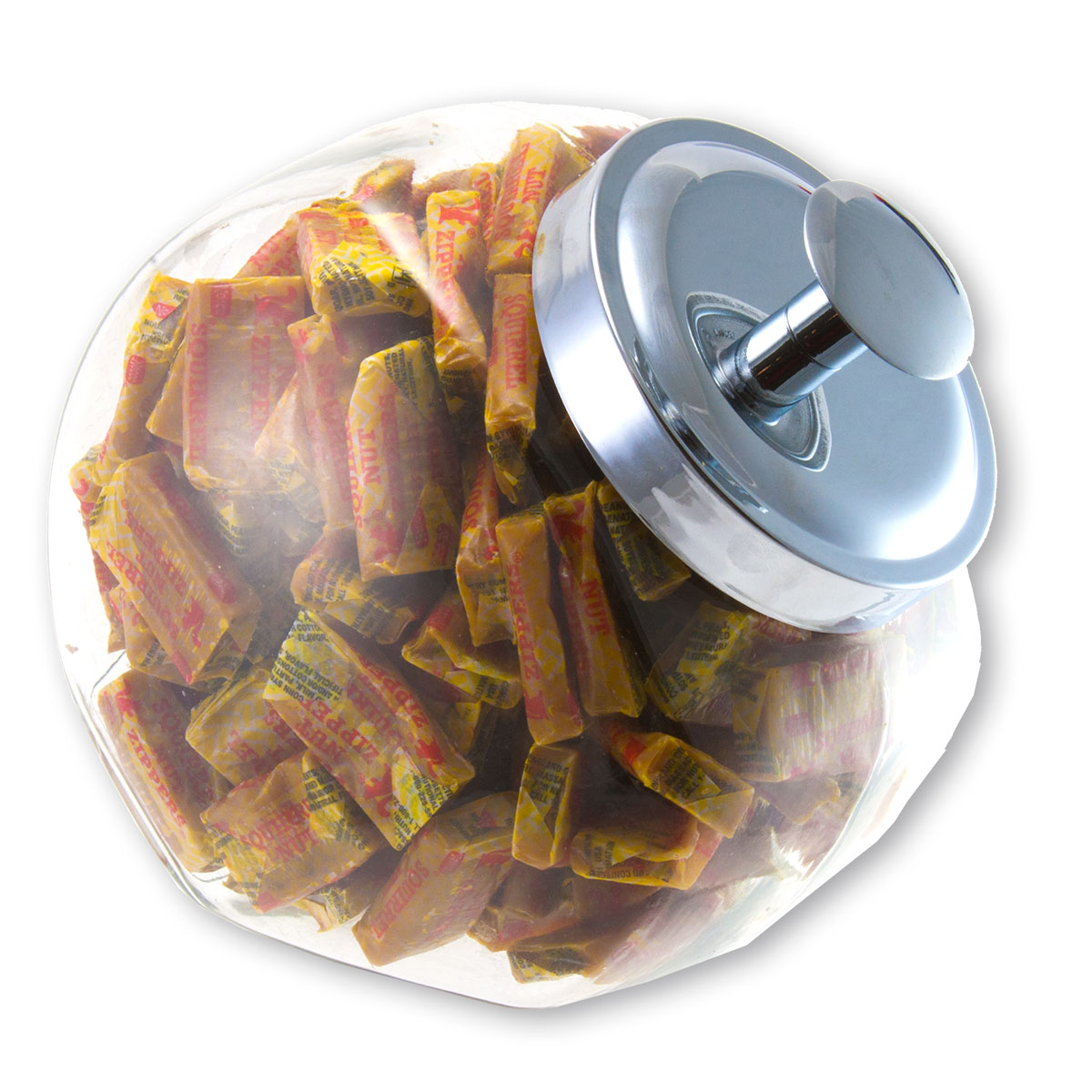 Squirrel Nut Zippers 2.5 lbs. Glass Old Time Vintage Candy Jar Canister