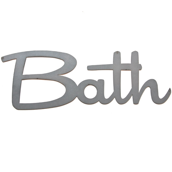 Bath Retro Script Metal Sign DIY Paint Steel Cut Bathroom Wall Decor 16.25x5.8