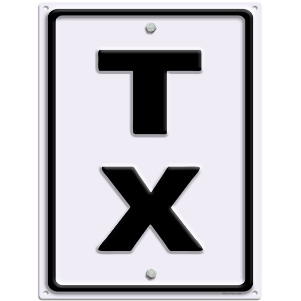 Texas TX State Abbreviation Highway 24 Gauge Steel Sign US Travel 12 x