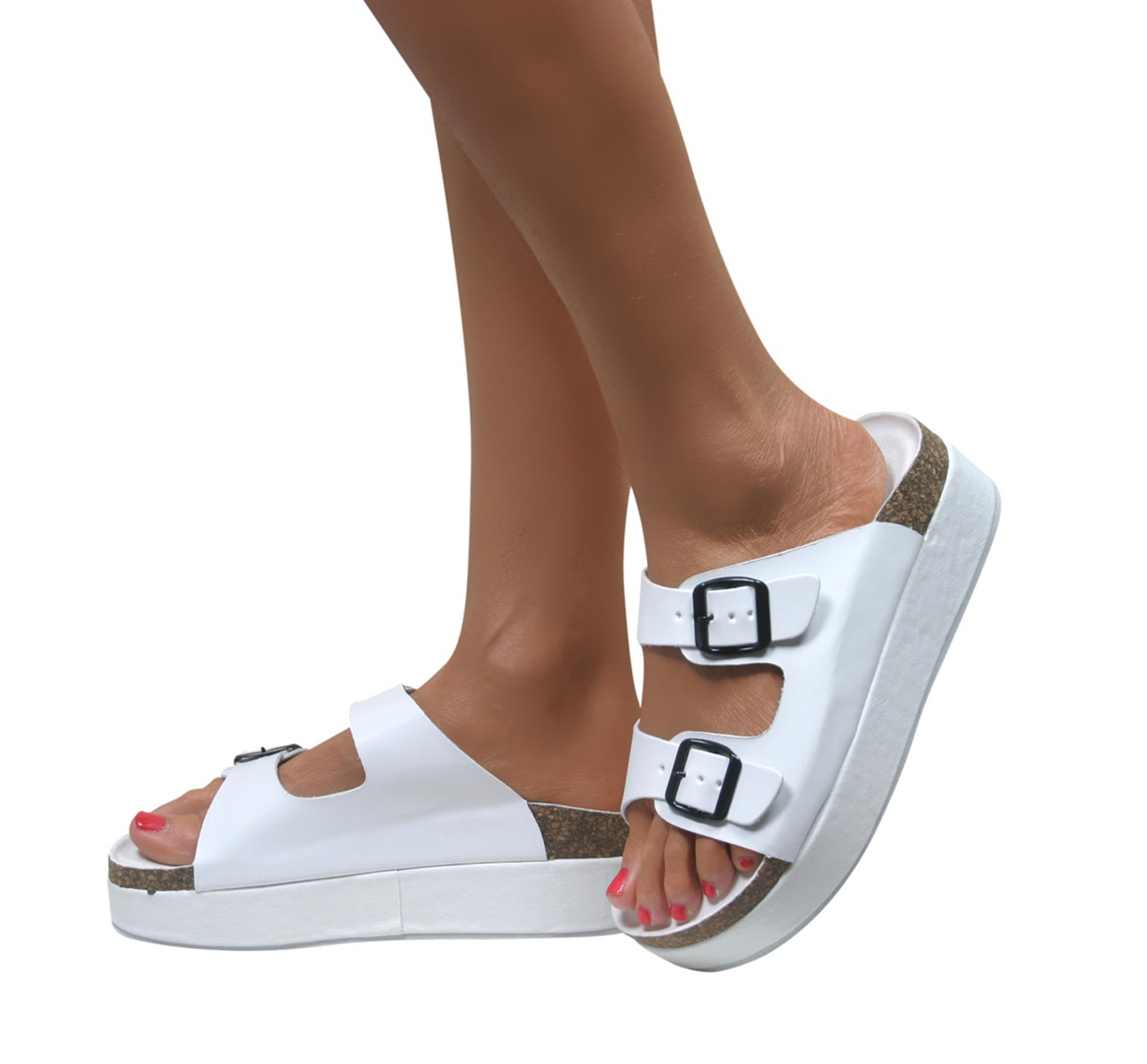 WOMENS LADIES GIRLS SLIP ON FLAT COMFY TREAD FLATFORMS SHOES CORK SANDALS SIZE | eBay