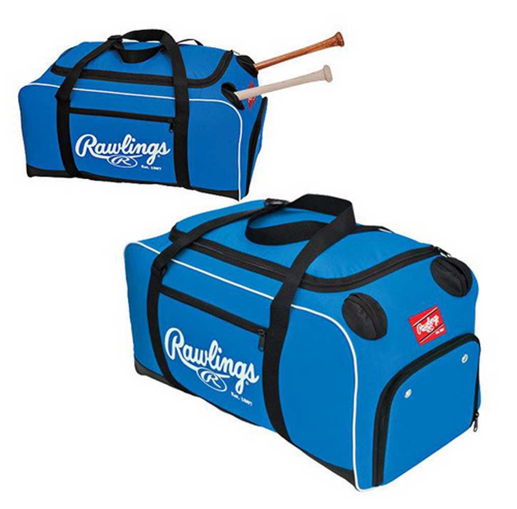 Rawlings Covert Baseball Duffle Bag. Side Bat Storage Sleeves (Royal