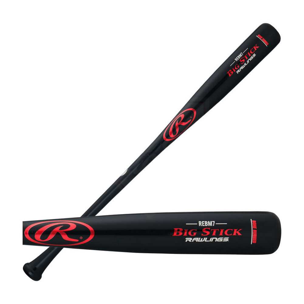 Rawlings REBM7 Big Stick Birch Excellence Wood Baseball Bat, Black/Red