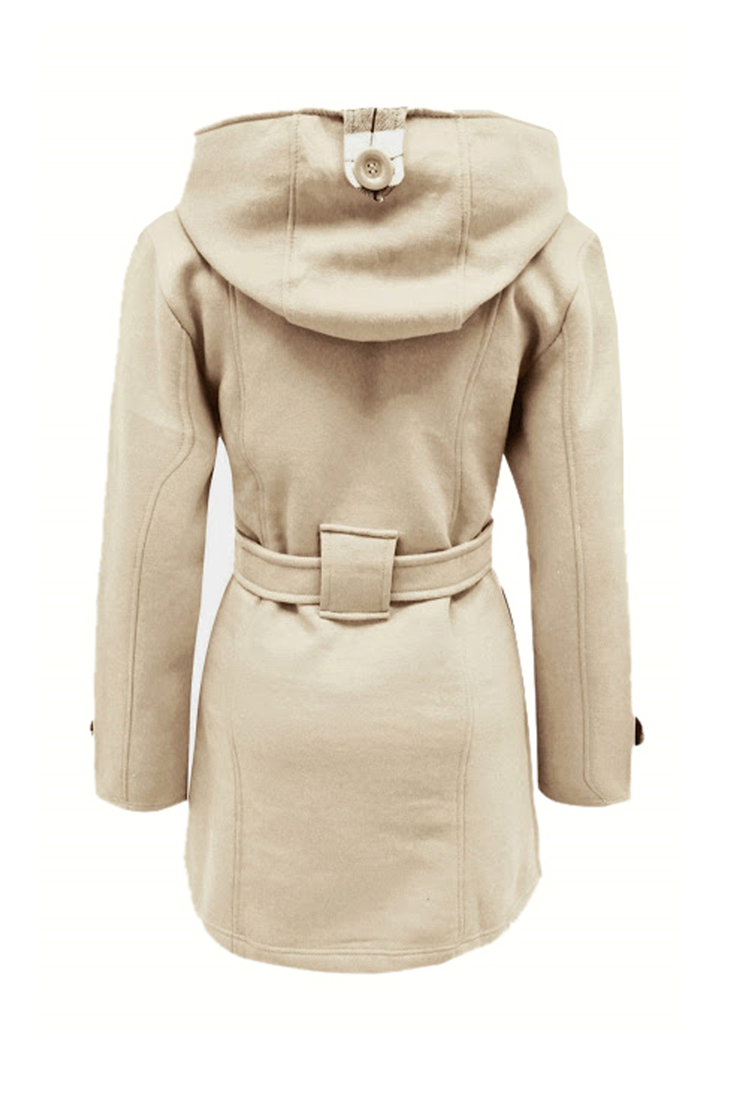 LADIES BELTED BUTTON COAT WOMENS HOODED MILITARY JACKET PLUS SIZES 820