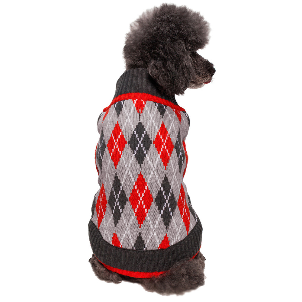 Blueberry Pet Dog Clothes Chic Argyle All Over Acrylic Dog Sweater 2