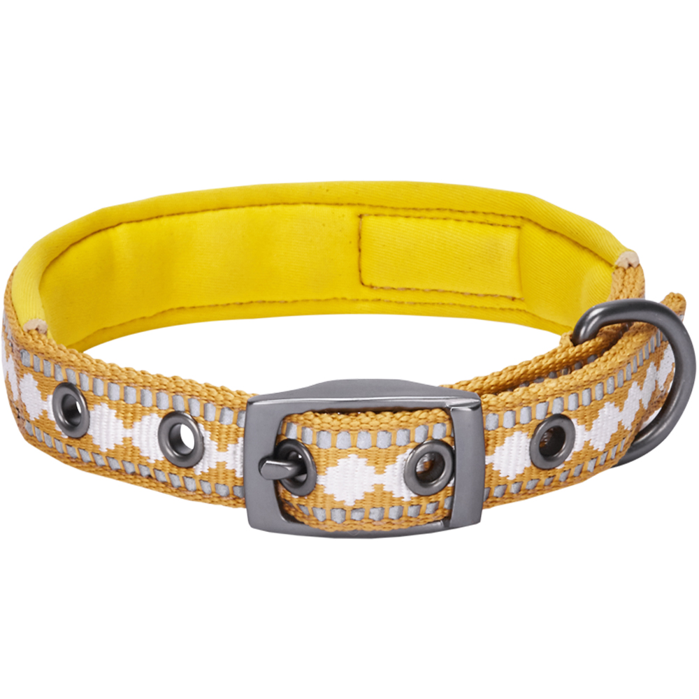 Blueberry Pet Classic Solid Reflective Padded Dog Collar with Jacquard