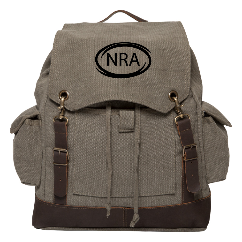 NRA National Rifle Association Vintage Rucksack Backpack with Leather