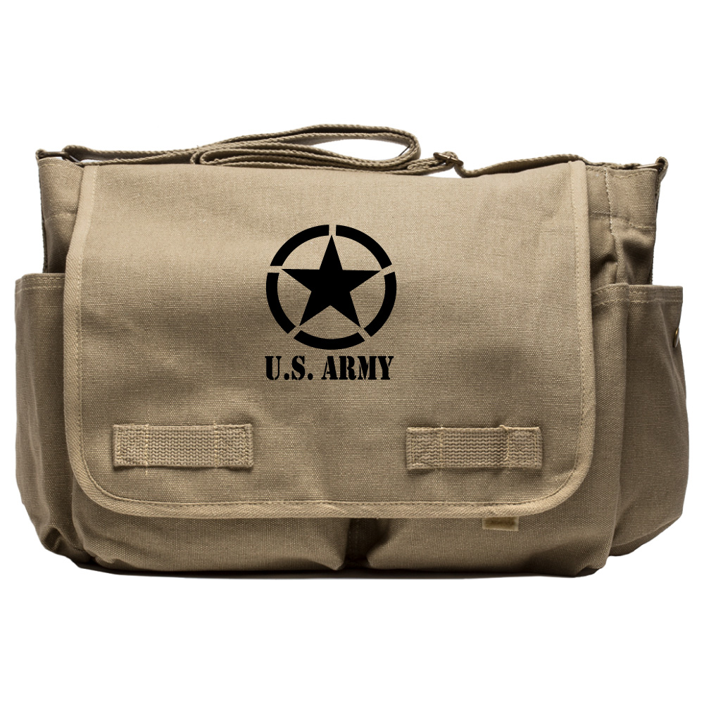 Army Force Gear WW2 US Invading Star Military War School Messenger
